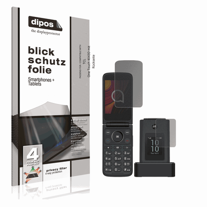 Blickschutzfolie von dipos passend für TCL One Touch 4043D mit Rückseite, präziser Zuschnitt und blasenfrei montiert