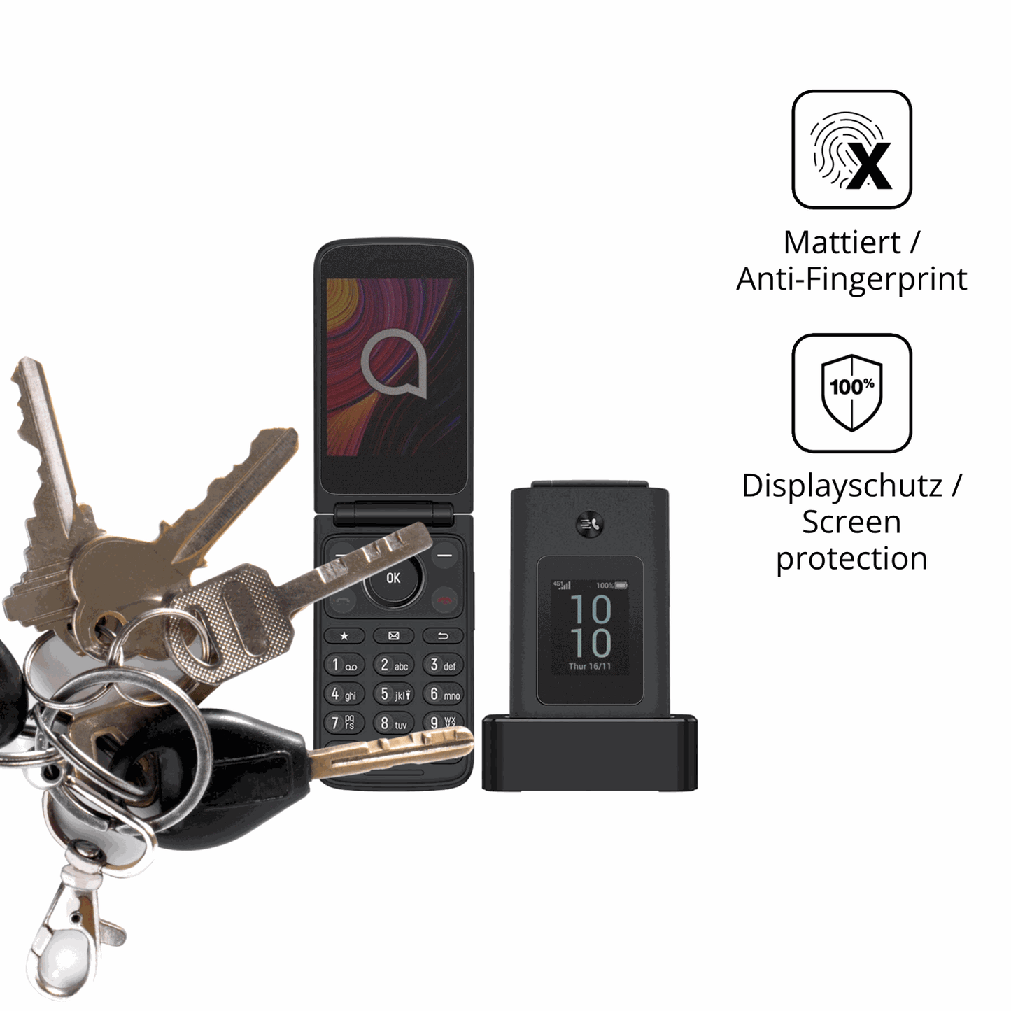 dipos Displayschutz für TCL One Touch 4043D mit Rückseite, mattierte Oberfläche, Blickschutzfilter und perfekter Passform