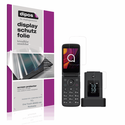 Klare Displayschutzfolie von dipos passend für TCL One Touch 4043D mit Rückseite, präziser Zuschnitt und blasenfrei montiert