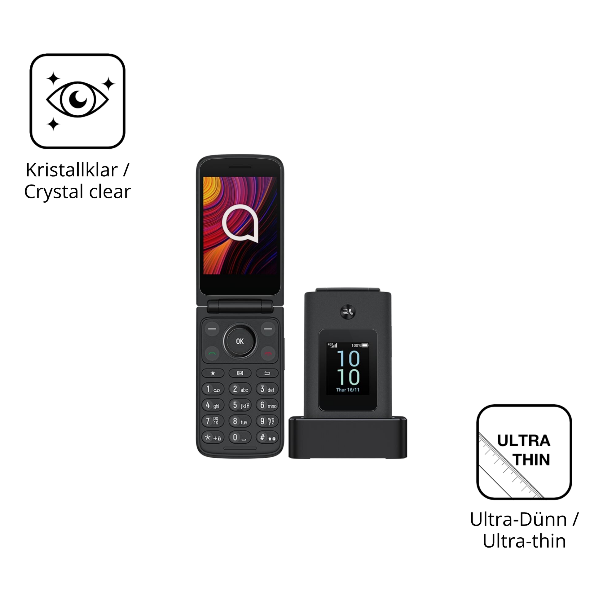 Dünne und klare Folie passend zugeschnitten für TCL One Touch 4043D mit Rückseite