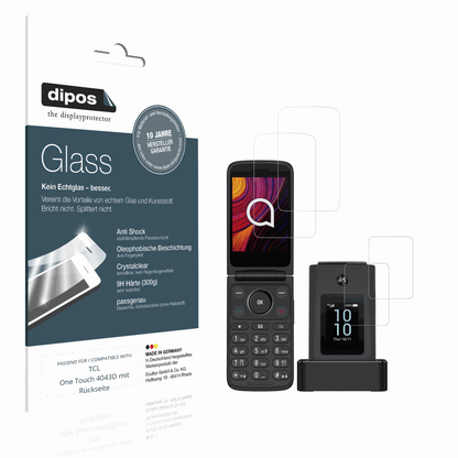 Klare Displayschutzfolie von dipos passend für TCL One Touch 4043D mit Rückseite, 9H kratzfest und blasenfrei montiert