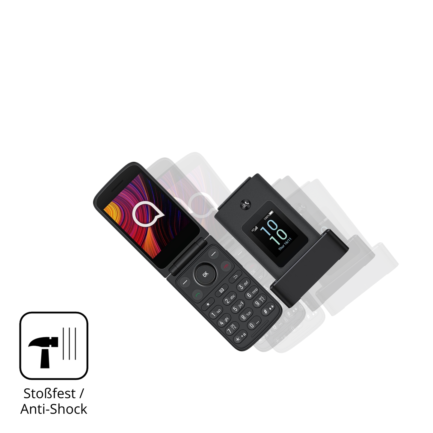 Schutz gegen Kratzer auf dem TCL One Touch 4043D mit Rückseite Glas durch Schlüssel, Stöße gegen die Tischkante oder Stürze