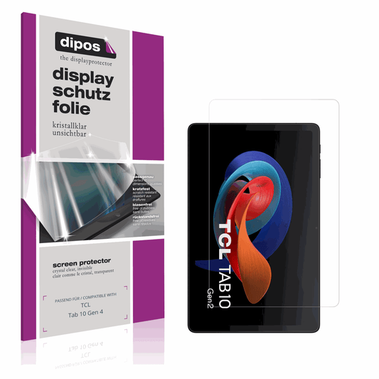 Klare Displayschutzfolie von dipos passend für TCL Tab 10 Gen 4, präziser Zuschnitt und blasenfrei montiert
