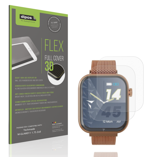 Matte Displayschutzfolie von dipos passend für techmadem-glam011 1.75 zoll, 100% Displayabdeckung und blasenfreie Montage