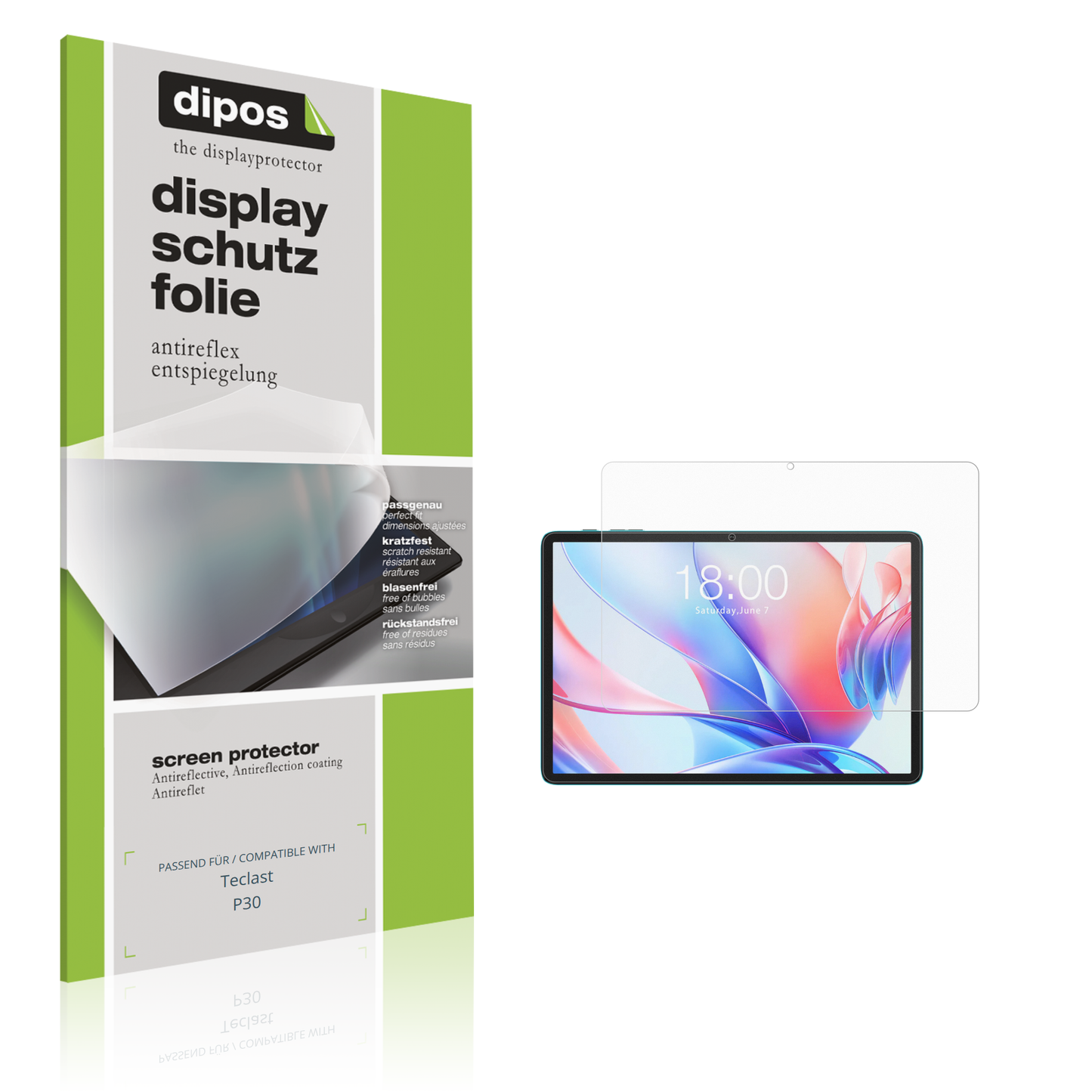 2x Schutzfolie matt für Teclast P30 Display-Schutzfolie