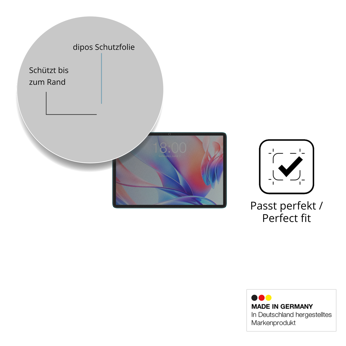 Blickschutzfolie für Teclast P30 matt Schutzfolie Privacy