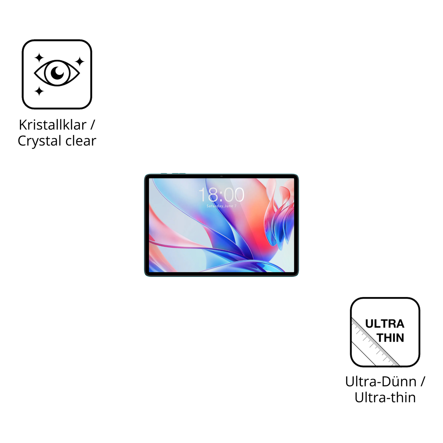 2x Schutzfolie klar für Teclast P30 Display-Schutzfolie