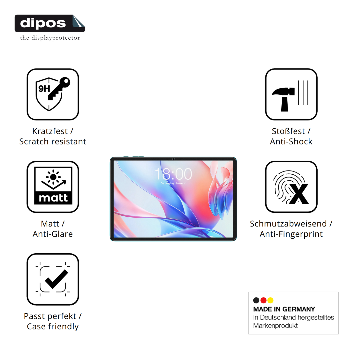 2x 9H Schutzfolie matt für Teclast P30 Panzerfolie