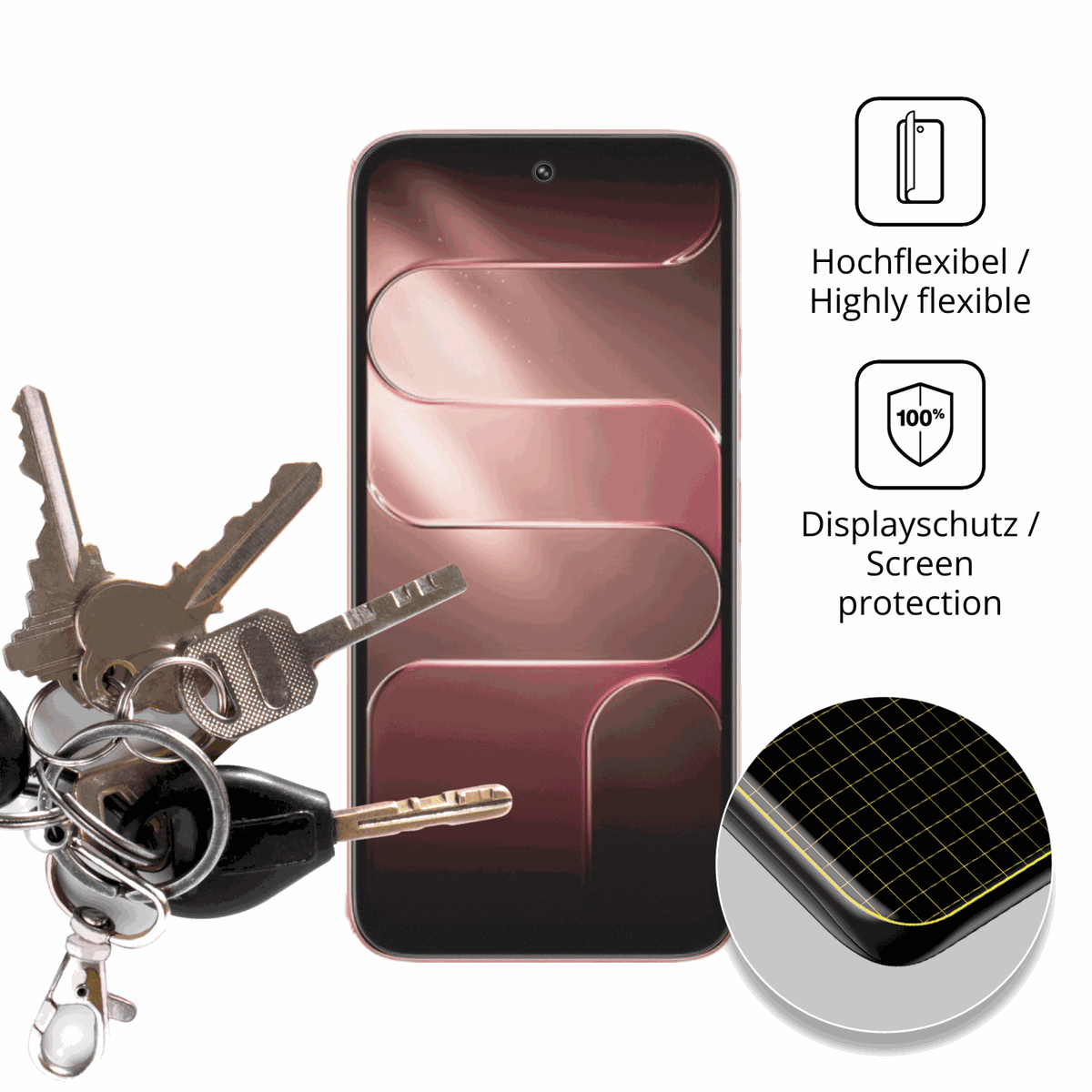 dipos Displayschutz für Tecno Spark 50 4G, transparente Oberfläche, perfekte Passform auch für die Rundungen