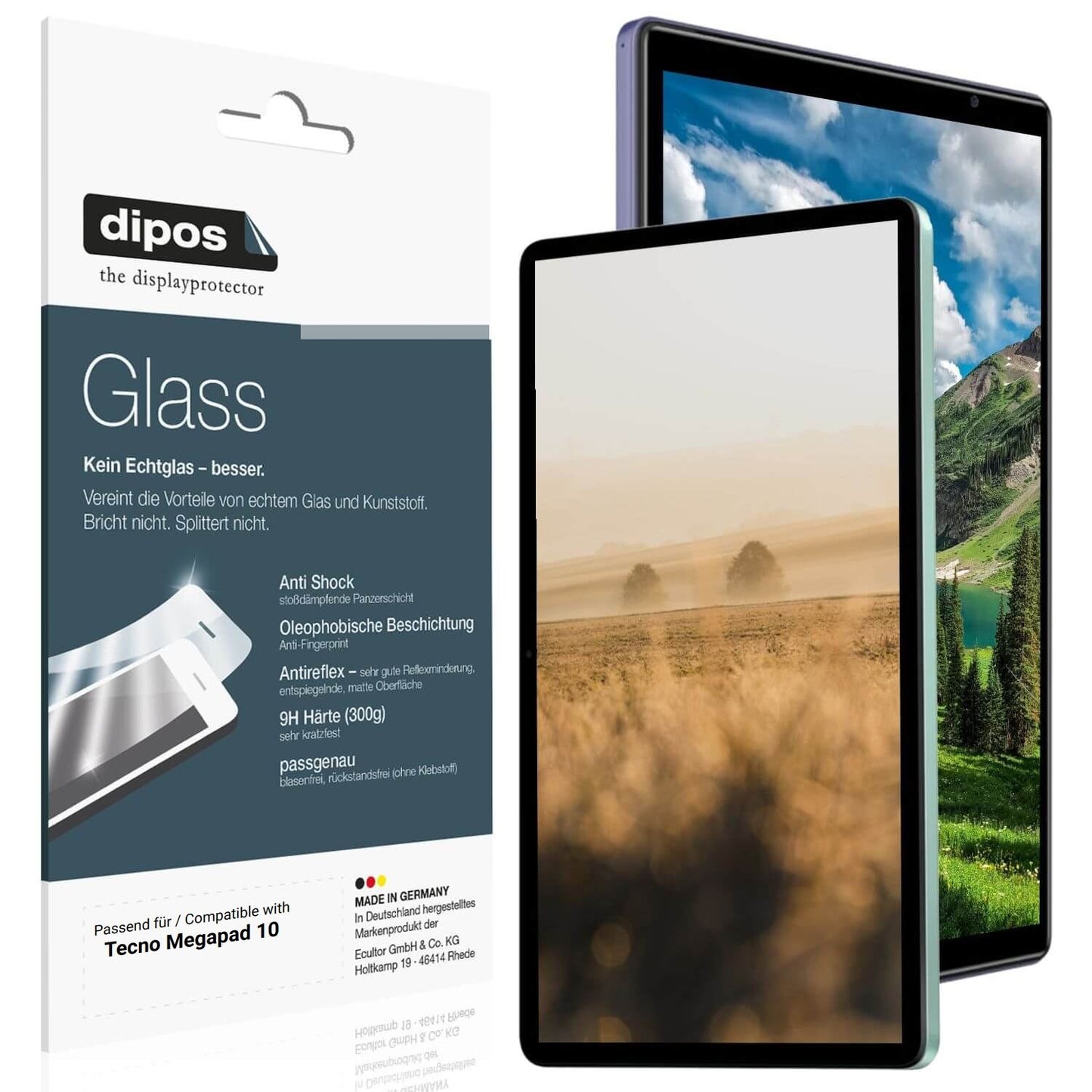 2x Screen Protector for Tecno Megapad 10 matte Flexible Glass 9H dipos