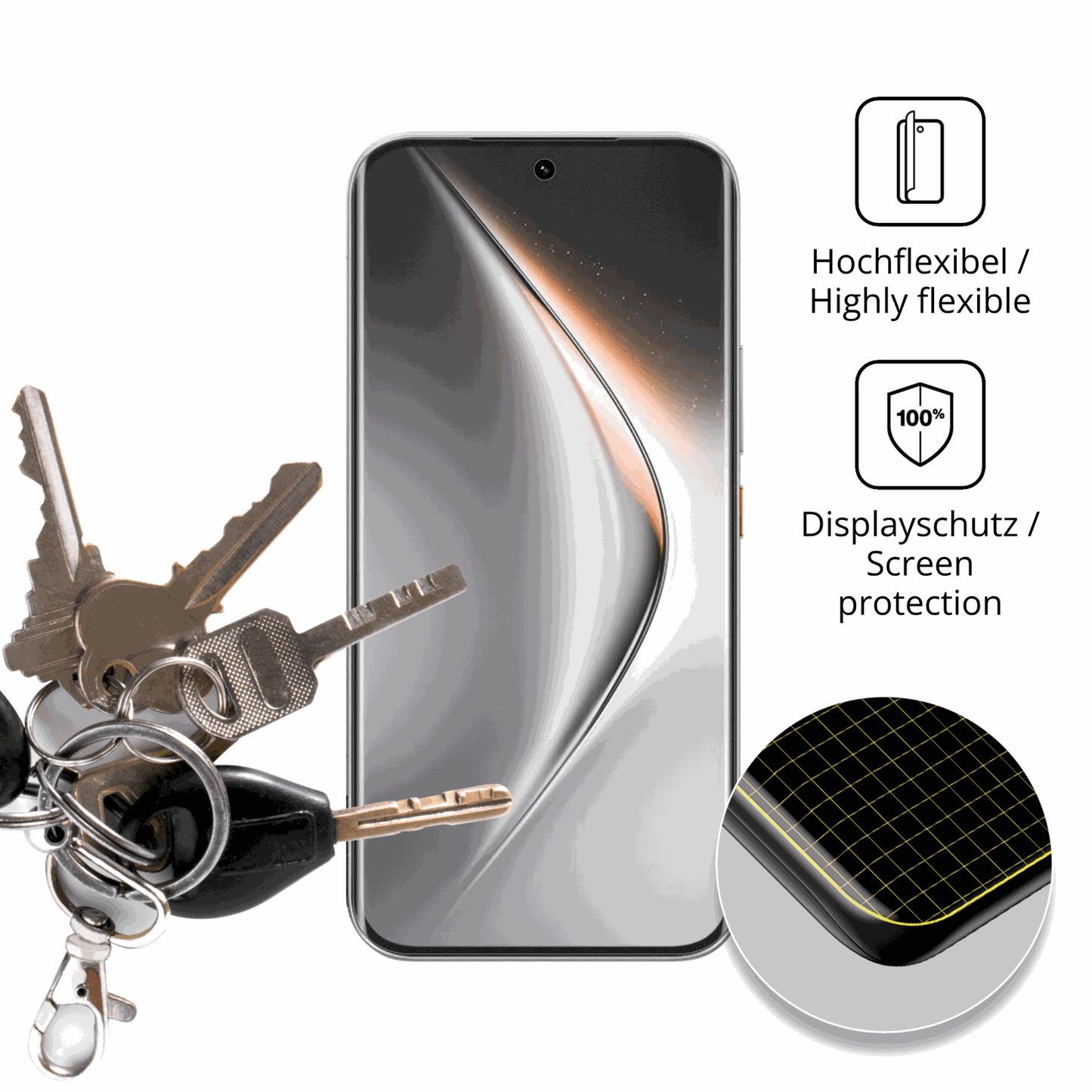 dipos Displayschutz für Tecno Pova Curve 2 5G, transparente Oberfläche, perfekte Passform auch für die Rundungen