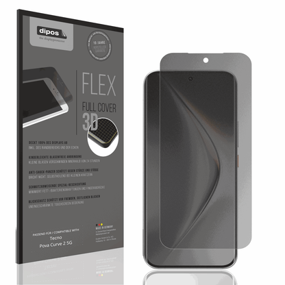 Blickschutzfolie von dipos passend für Tecno Pova Curve 2 5G, 100% Displayabdeckung und blasenfreie Montage