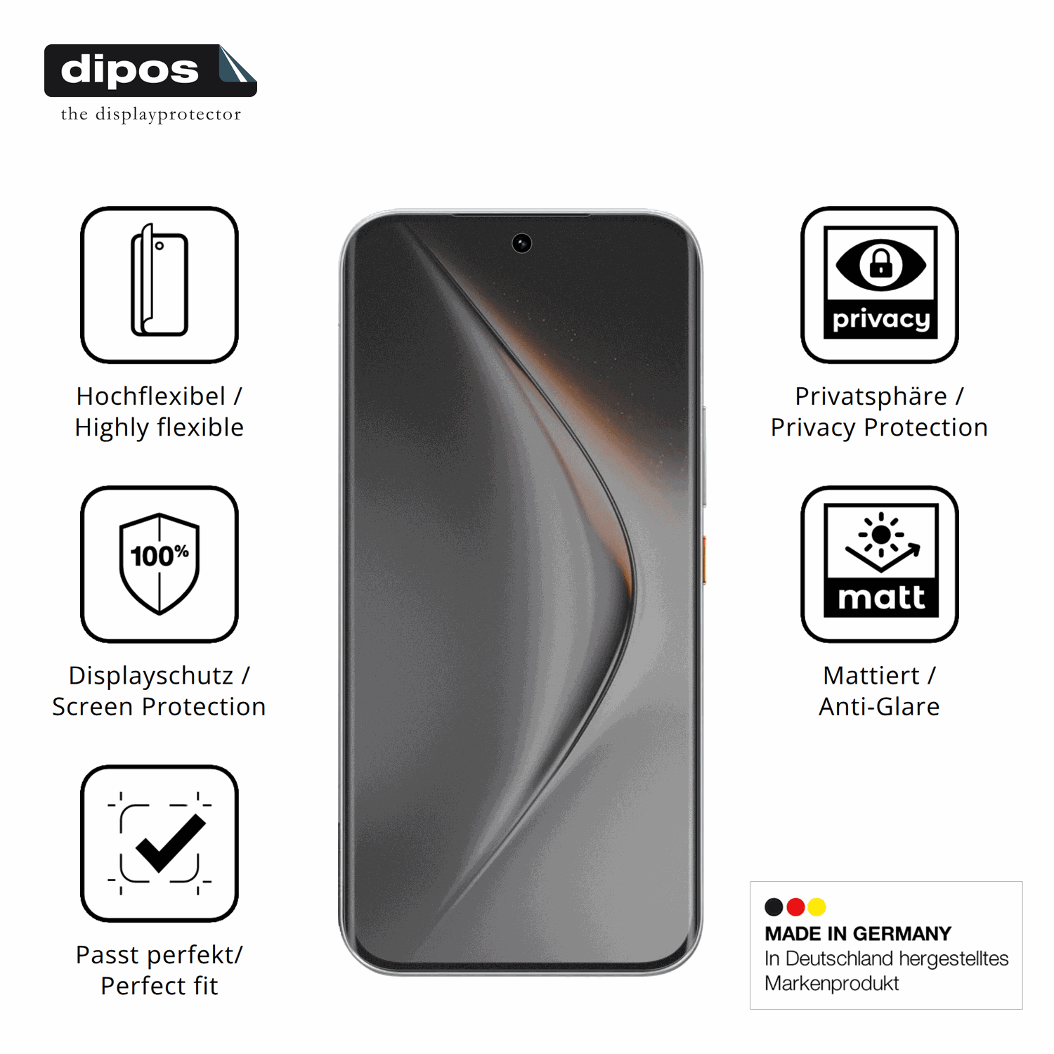 Flexible TPU-Folie passend zugeschnitten für Tecno Pova Curve 2 5G, mit Privatsphäre-Schutz durch Sichtschutz-Folie