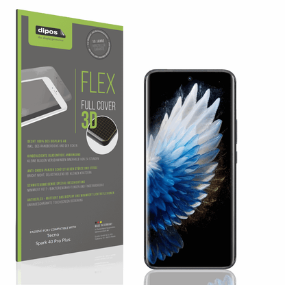 Matte Displayschutzfolie von dipos passend für tecnospark 40 pro plus, 100% Displayabdeckung und blasenfreie Montage