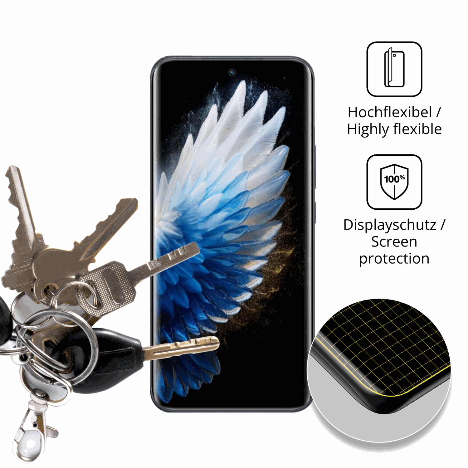 dipos Displayschutz für tecnospark 40 pro plus, mit Blickschutzfilter und perfekter Passform auch für die Rundungen