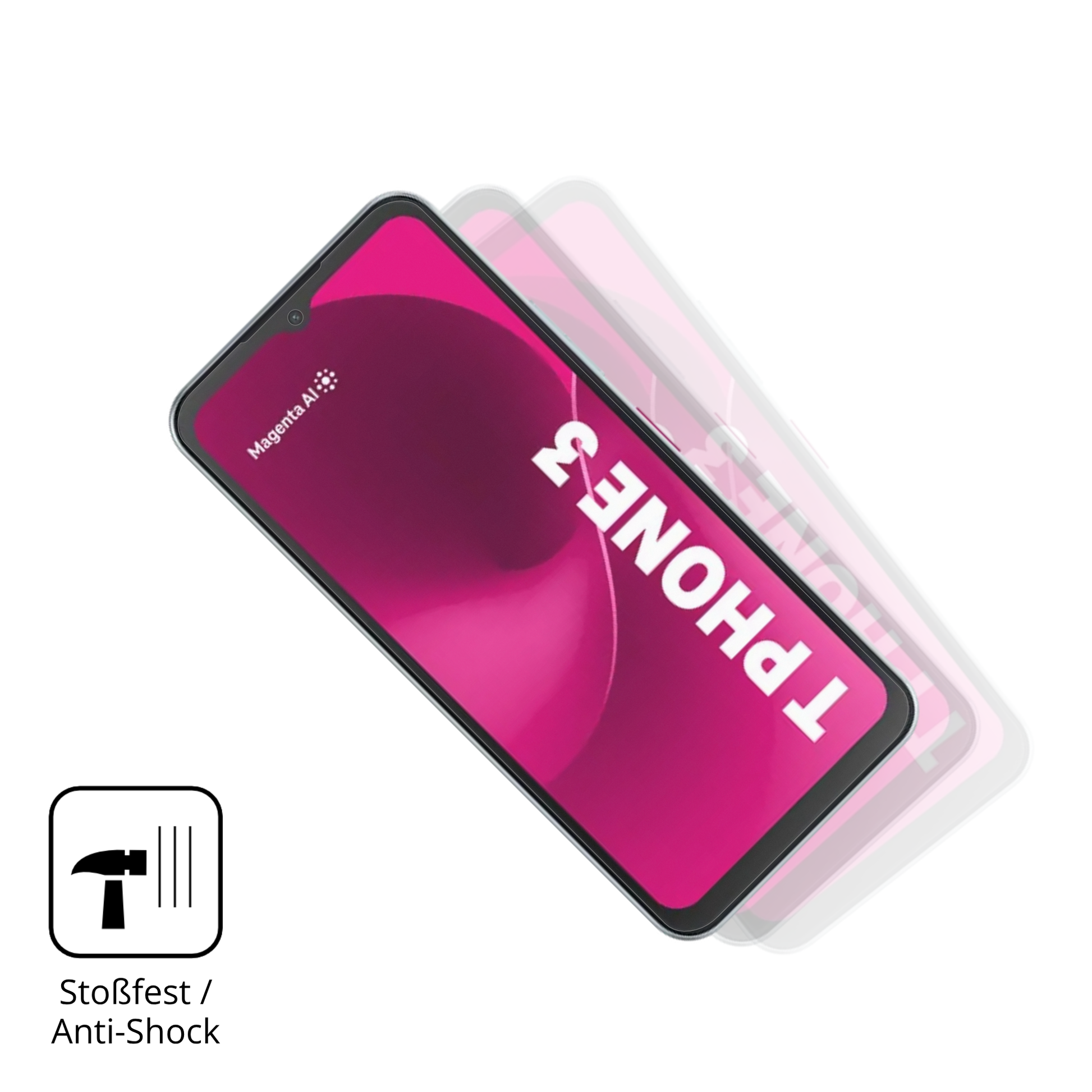 Schutz gegen Kratzer auf dem Telekom T Phone 3 Pro Glas durch Schlüssel, Stöße gegen die Tischkante oder Stürze