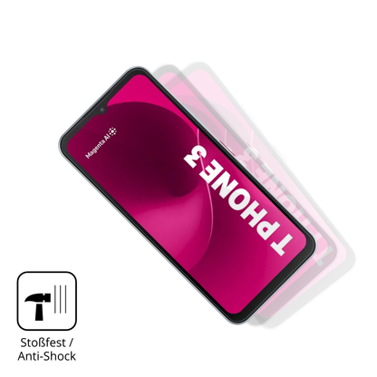 Schutz gegen Kratzer auf dem Telekom T Phone 3 Pro Glas durch Schlüssel, Stöße gegen die Tischkante oder Stürze