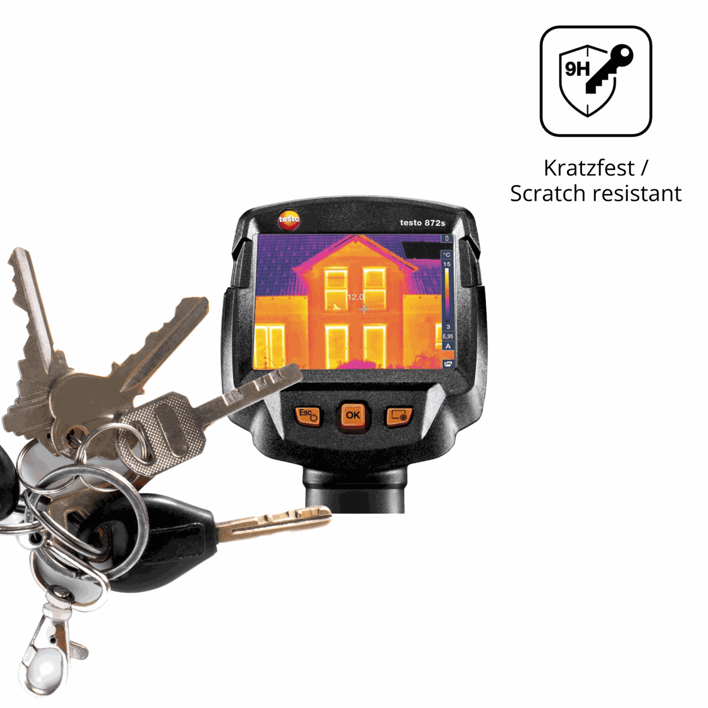 dipos Displayschutz für Testo 872s, mattierte Oberfläche, robuste Festigkeit und perfekte Passform