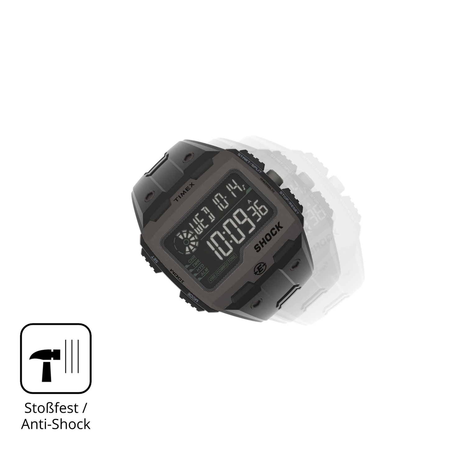 Schutz gegen Kratzer auf dem Timex Expedition Grid Shock Glas durch Schlüssel, Stöße gegen die Tischkante oder Stürze