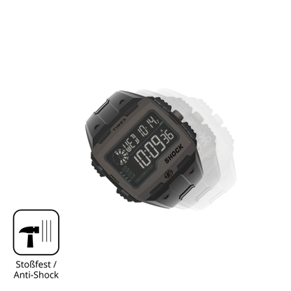 Schutz gegen Kratzer auf dem Timex Expedition Grid Shock Glas durch Schlüssel, Stöße gegen die Tischkante oder Stürze