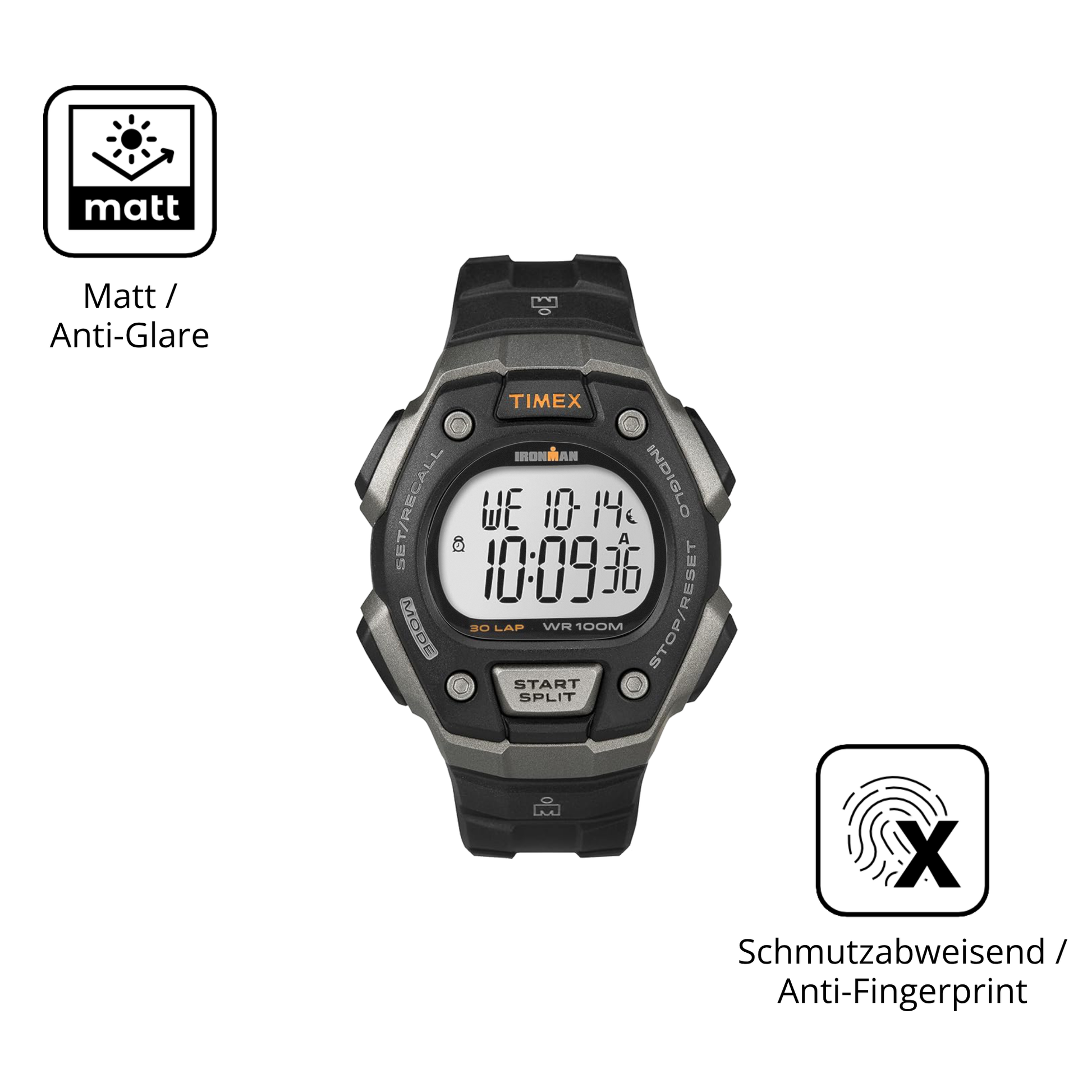 Dünne und entspiegelnde Folie passend zugeschnitten für Timex Ironman
