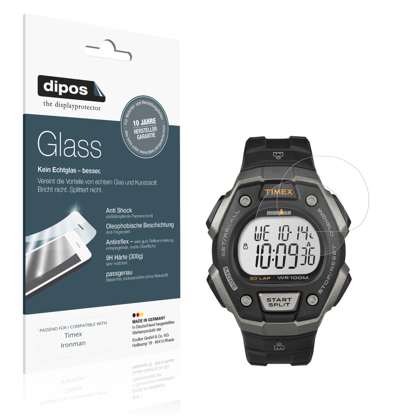 Matte Displayschutzfolie von dipos passend für Timex Ironman, 9H kratzfest und blasenfrei montiert