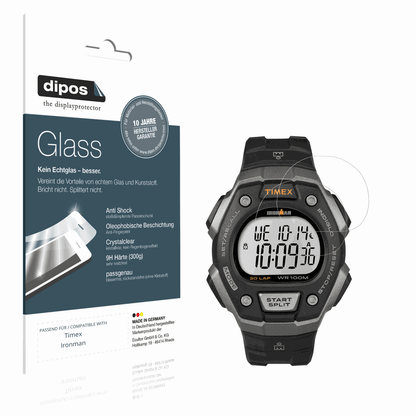 Klare Displayschutzfolie von dipos passend für Timex Ironman, 9H kratzfest und blasenfrei montiert