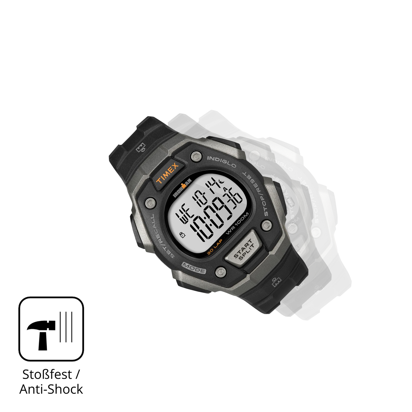 Schutz gegen Kratzer auf dem Timex Ironman Glas durch Schlüssel, Stöße gegen die Tischkante oder Stürze