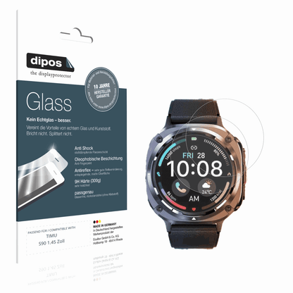 Matte Displayschutzfolie von dipos passend für TIMU S90 1.45 Zoll, 9H kratzfest und blasenfrei montiert