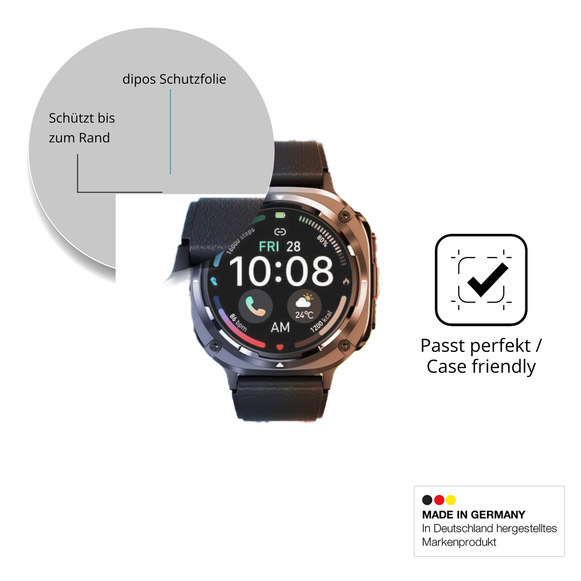 Schutzglasfolie mit optimaler Passform, zur Verwendung mit Hüllen geeignet