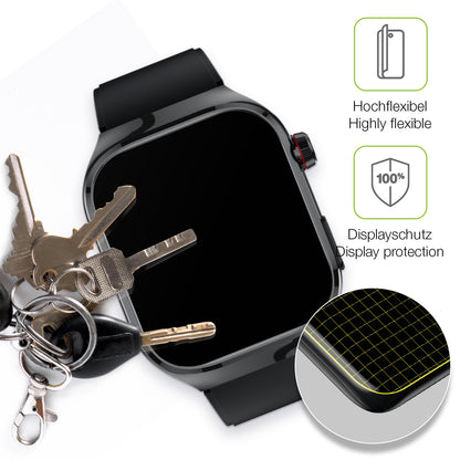 dipos Displayschutz für TK 16 Smartwatch 2.04 Zoll, transparente Oberfläche, perfekte Passform auch für die Rundungen