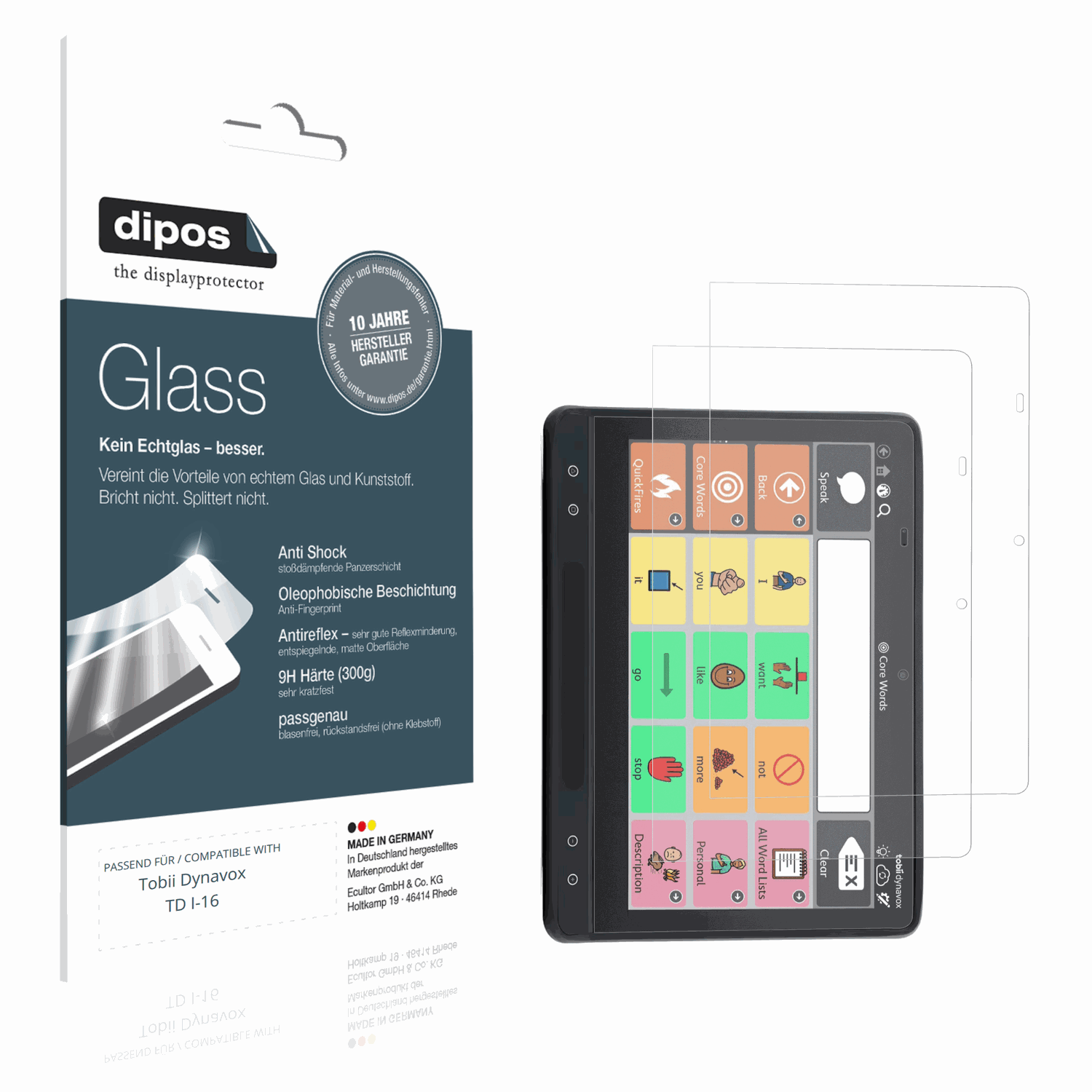 Matte Displayschutzfolie von dipos passend für Tobii Dynavox TD I-16, 9H kratzfest und blasenfrei montiert