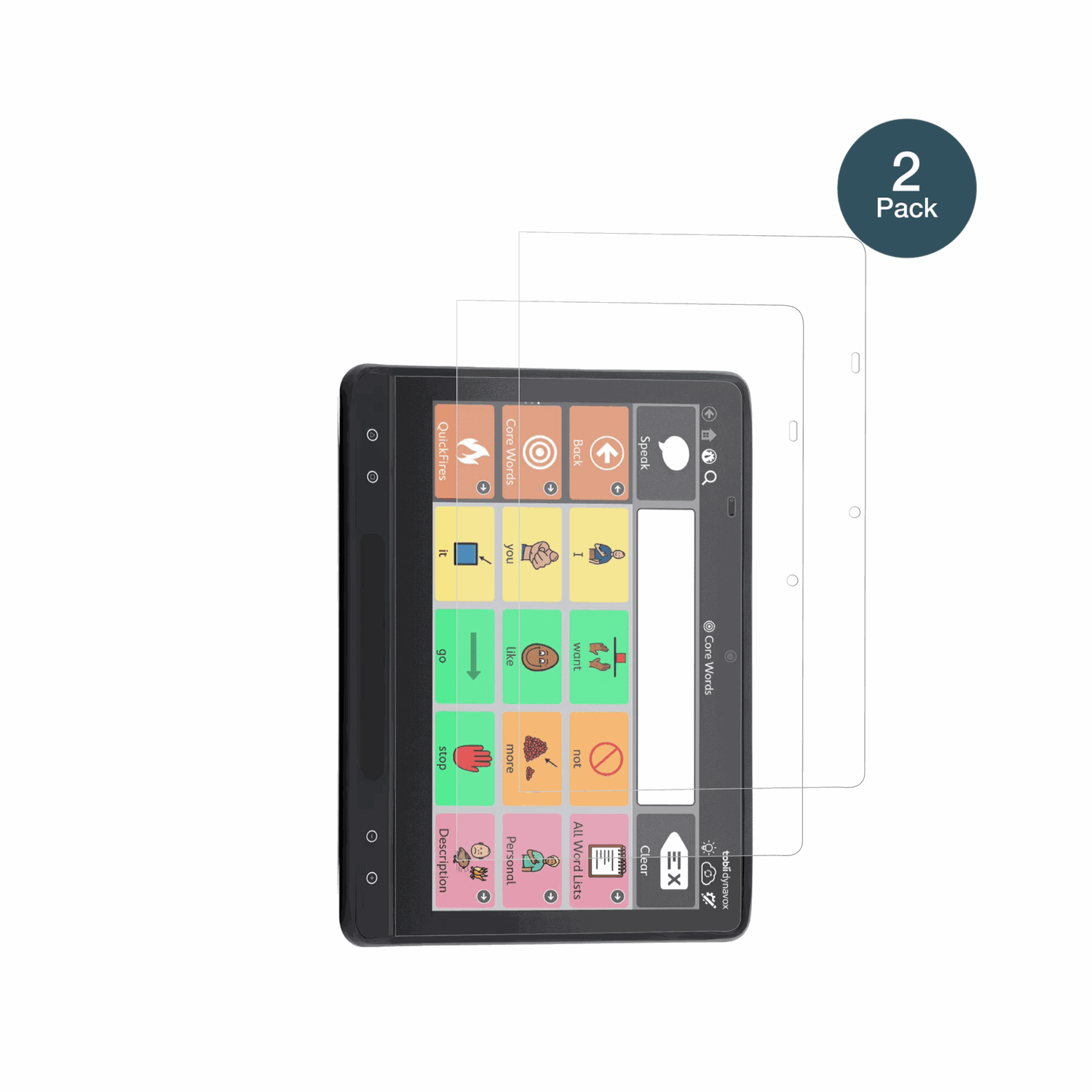 Tobii DynavoxTD I-16 mit aufgebrachter dipos Panzerfolie, die lästige Fingerabdrücke minimiert