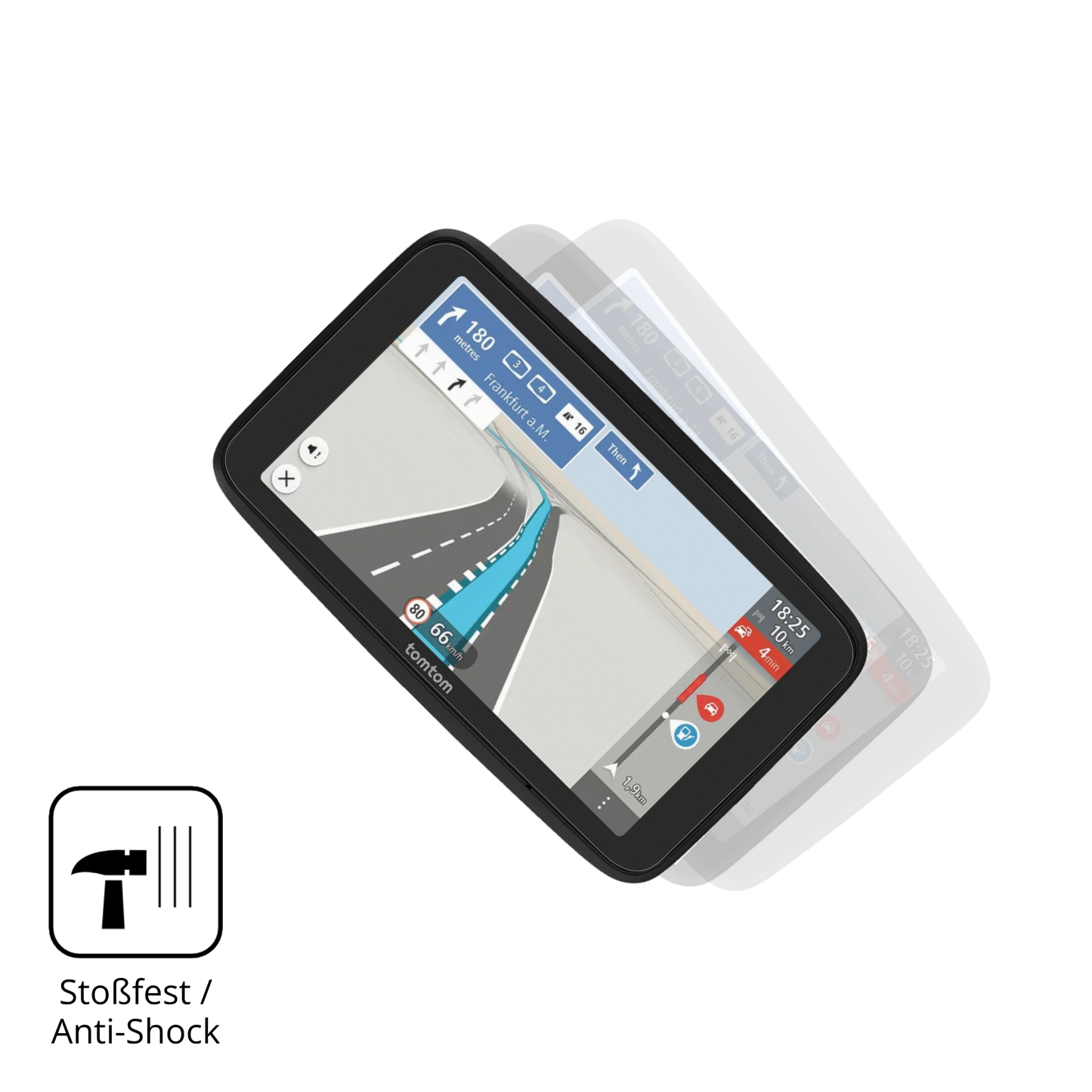 Schutz gegen Kratzer auf dem TomTom Go Essential 6 Zoll 2. Gen Glas durch Schlüssel, Stöße gegen die Tischkante oder Stürze