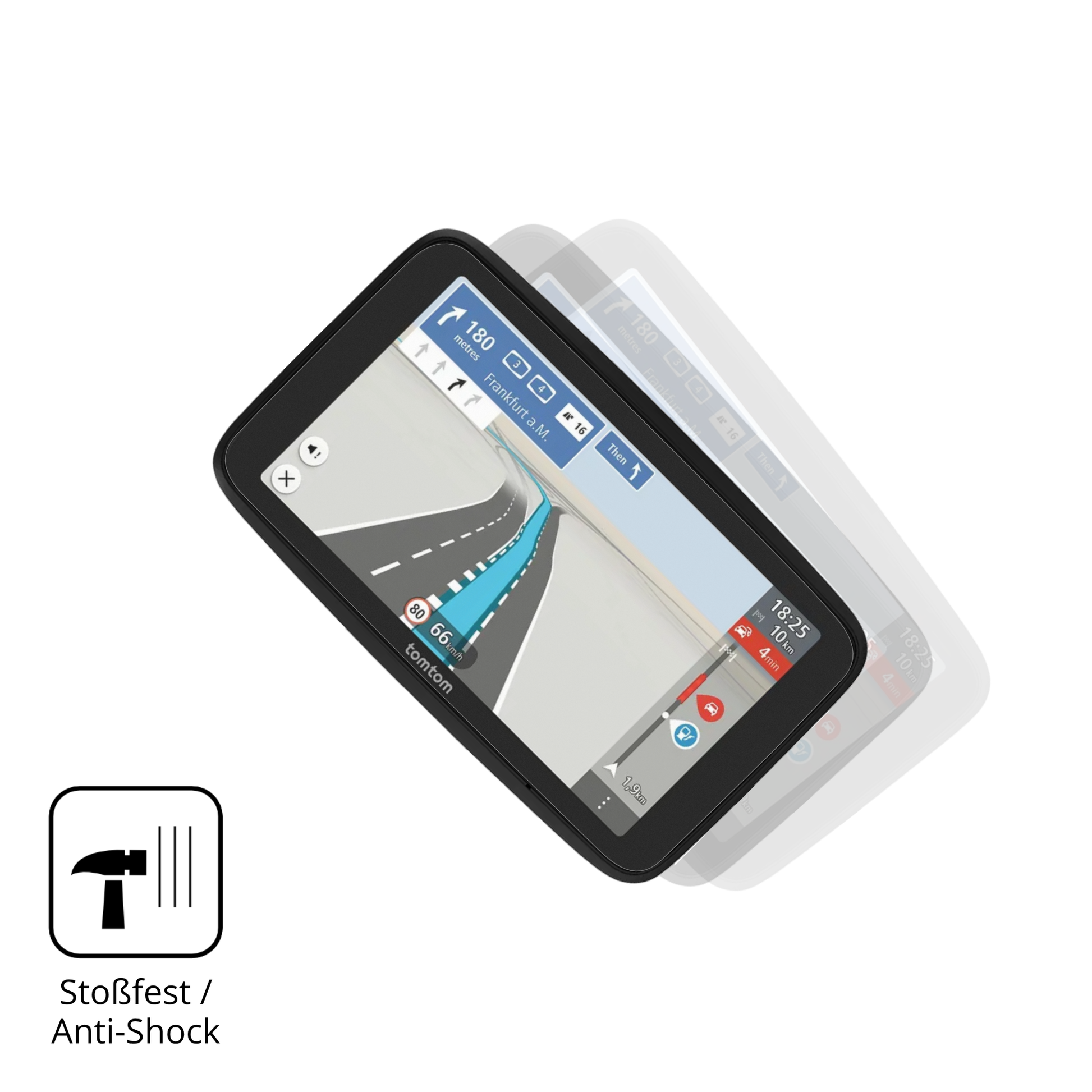 Schutz gegen Kratzer auf dem TomTom Go Essential 6 Zoll 2. Gen Glas durch Schlüssel, Stöße gegen die Tischkante oder Stürze