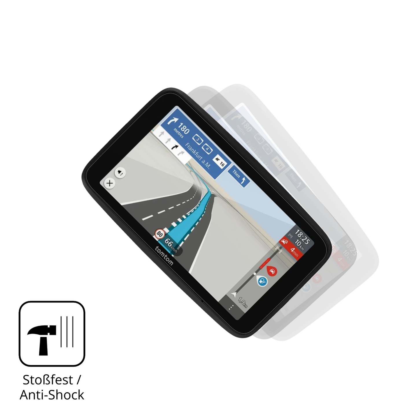 Schutz gegen Kratzer auf dem TomTom Go Essential 6 Zoll 2. Gen Glas durch Schlüssel, Stöße gegen die Tischkante oder Stürze