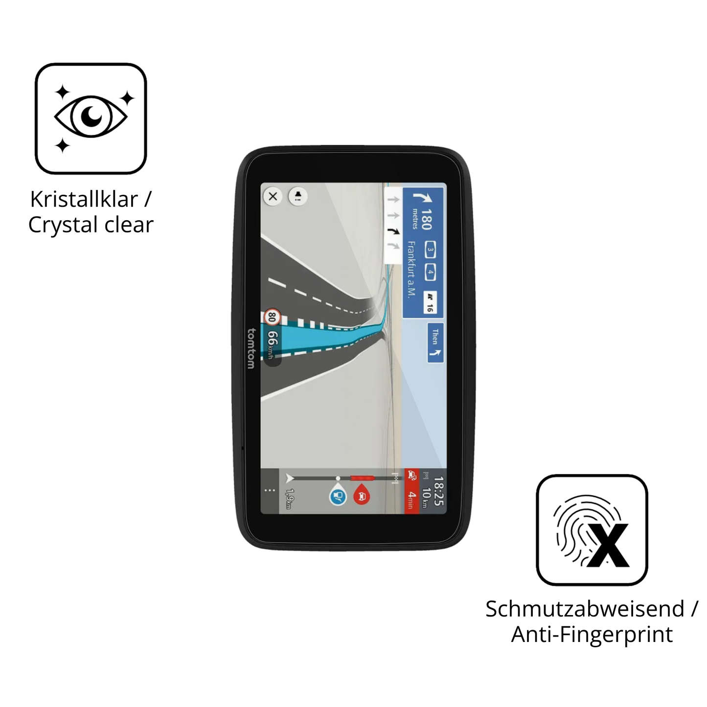 Flexible TPU-Folie passend zugeschnitten für TomTom Go Essential 6 Zoll 2. Gen, vollständige Abdeckung