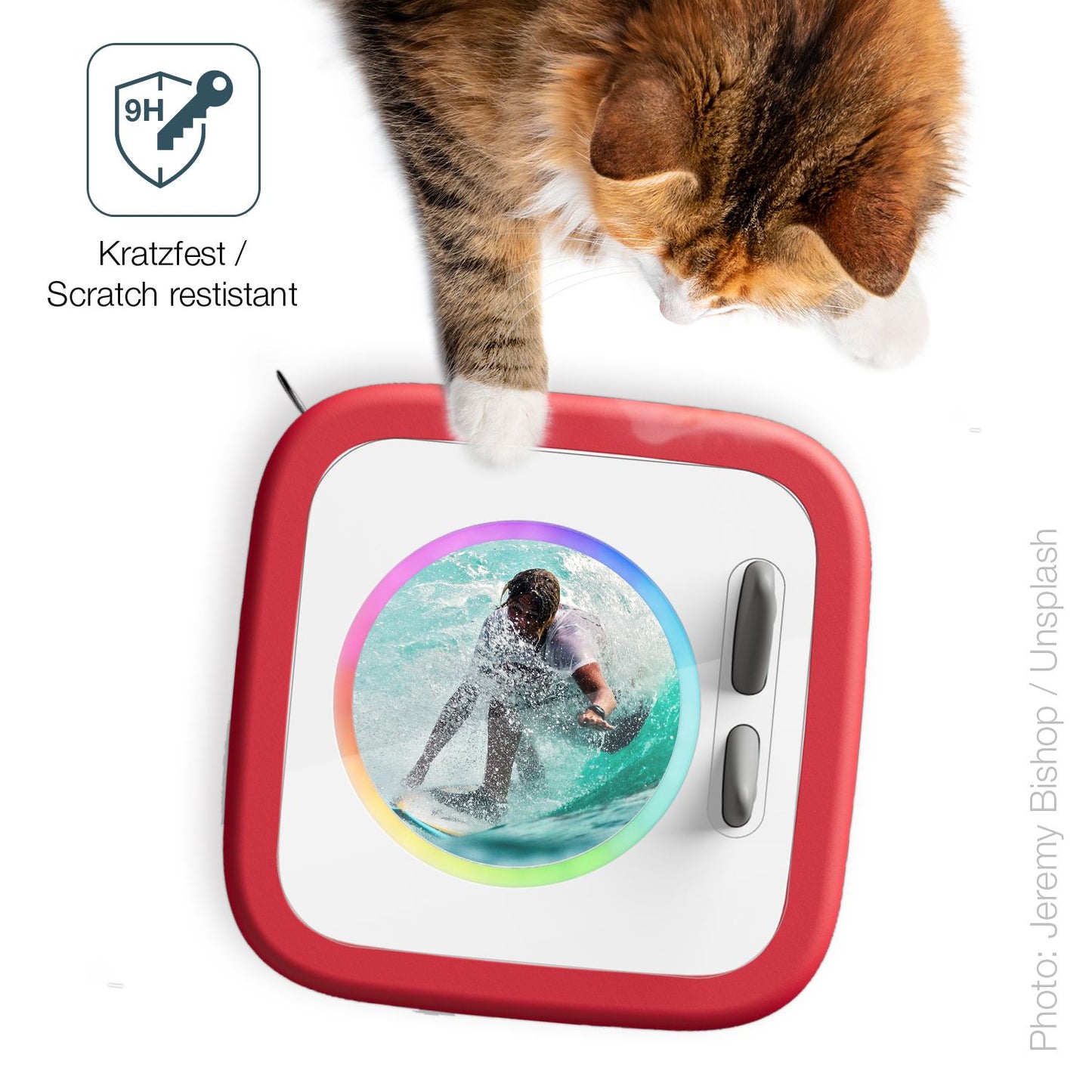 dipos Displayschutz für Toni Toniebox 2, transparente Oberfläche, perfekte Passform auch für die Rundungen