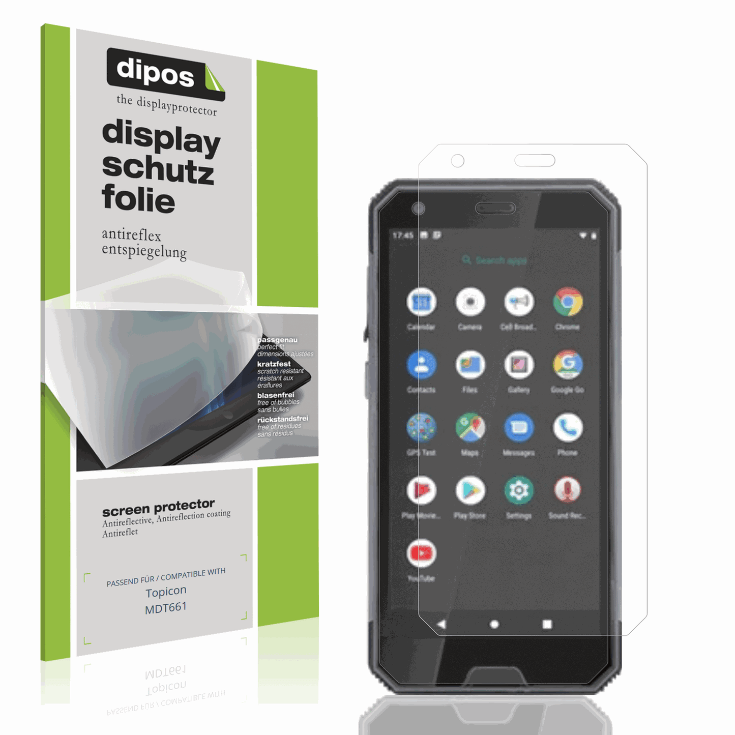 Matte Displayschutzfolie von dipos passend für Topicon MDT661, präziser Zuschnitt und blasenfrei montiert