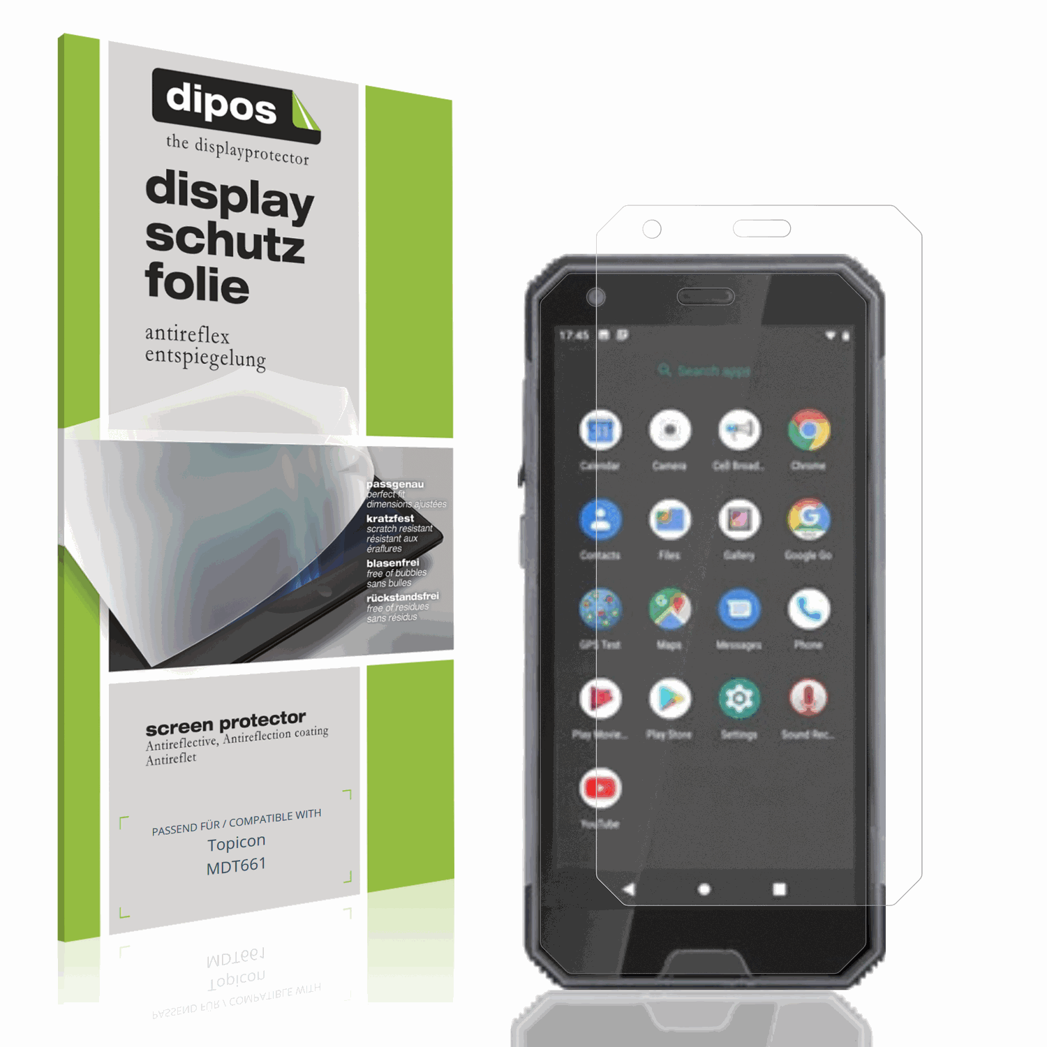 Matte Displayschutzfolie von dipos passend für Topicon MDT661, präziser Zuschnitt und blasenfrei montiert