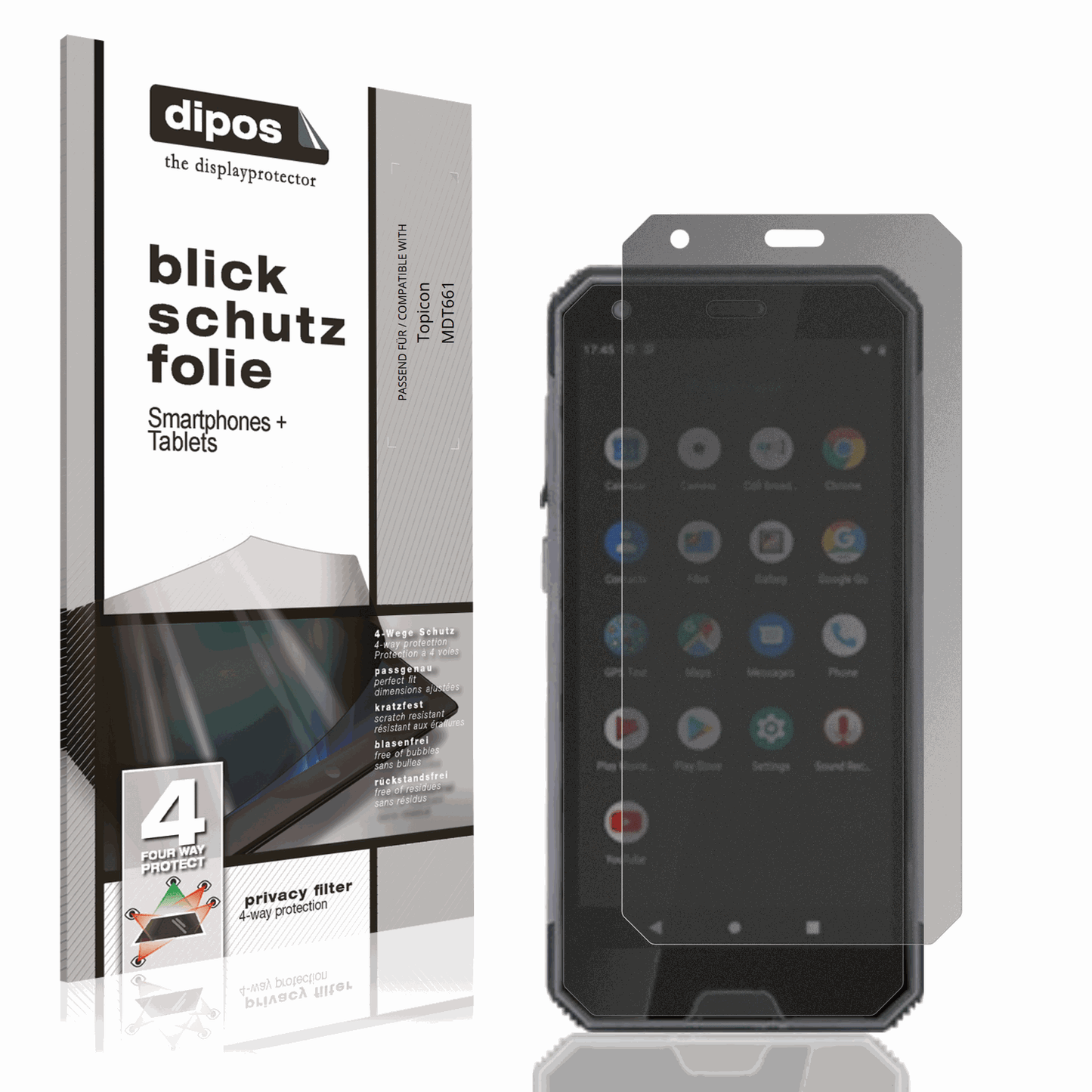 Blickschutzfolie von dipos passend für Topicon MDT661, präziser Zuschnitt und blasenfrei montiert