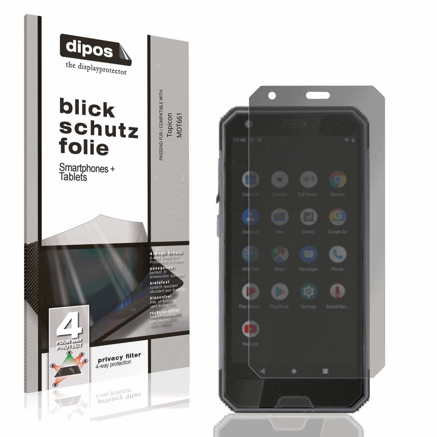 Blickschutzfolie von dipos passend für Topicon MDT661, präziser Zuschnitt und blasenfrei montiert