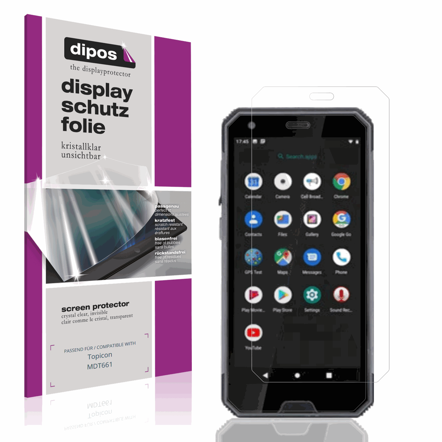 Klare Displayschutzfolie von dipos passend für Topicon MDT661, präziser Zuschnitt und blasenfrei montiert