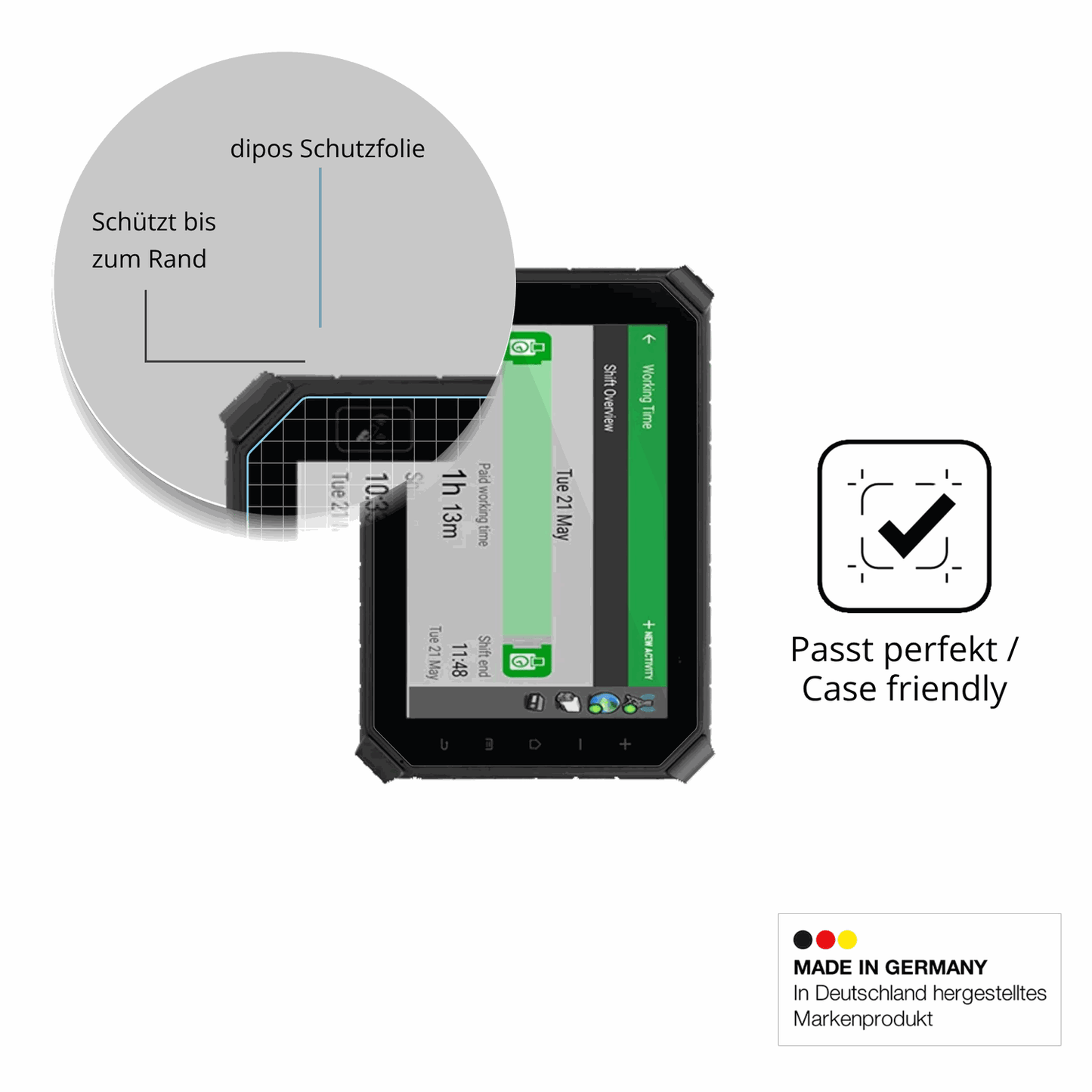 Besonders flexibler Displayschutz mit Anti-Shock-Schicht im Materialmix