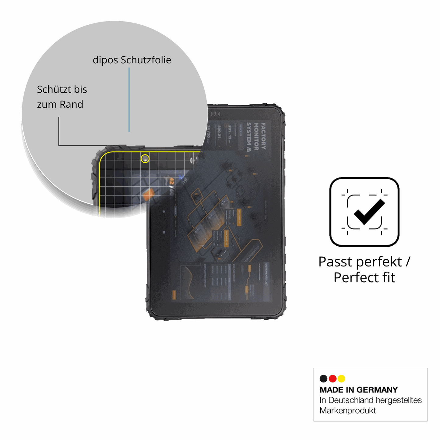 Schutz gegen Kratzer auf dem Topicon MDT880 Glas durch Schlüssel oder Ähnliches
