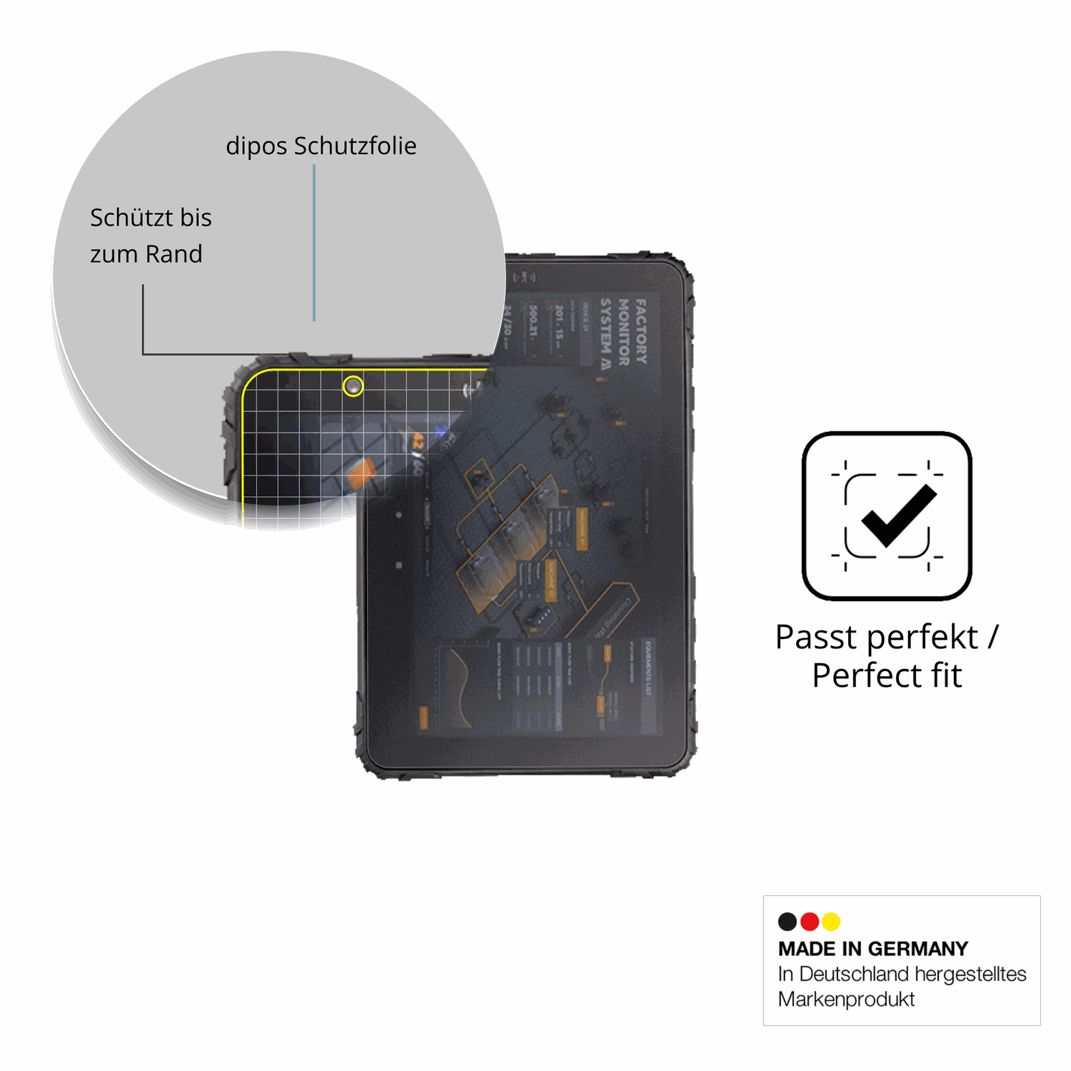 Schutz gegen Kratzer auf dem Topicon MDT880 Glas durch Schlüssel oder Ähnliches