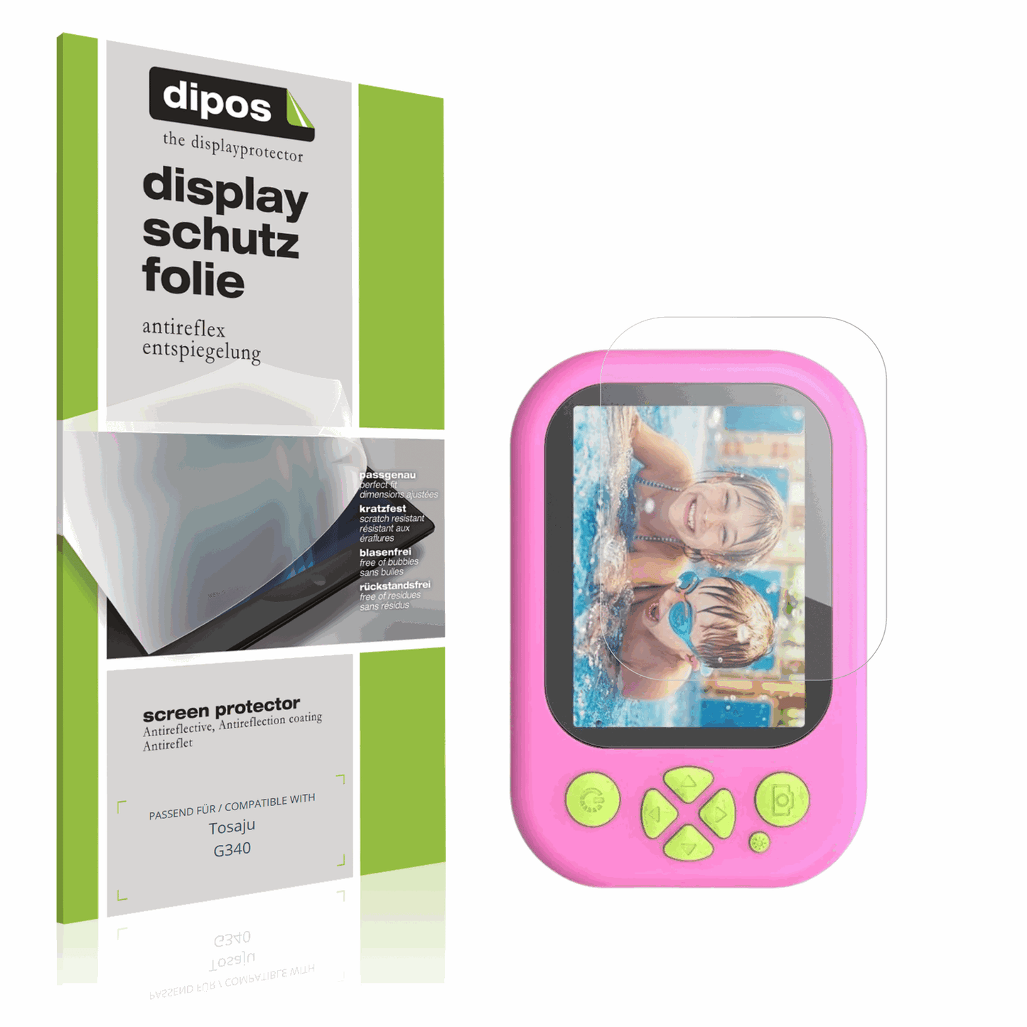 Matte Displayschutzfolie von dipos passend für Tosaju G340, präziser Zuschnitt und blasenfrei montiert