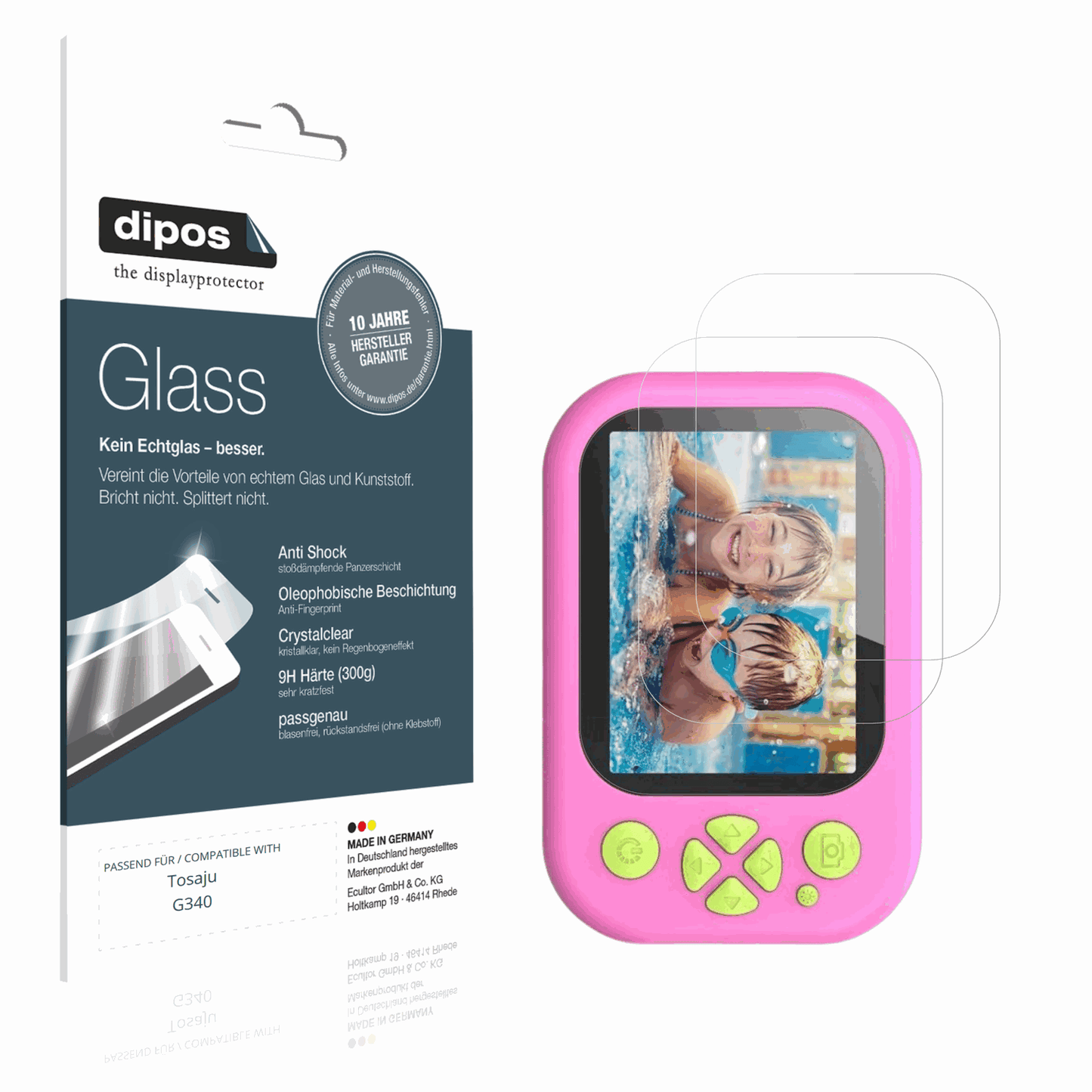 Klare Displayschutzfolie von dipos passend für Tosaju G340, 9H kratzfest und blasenfrei montiert