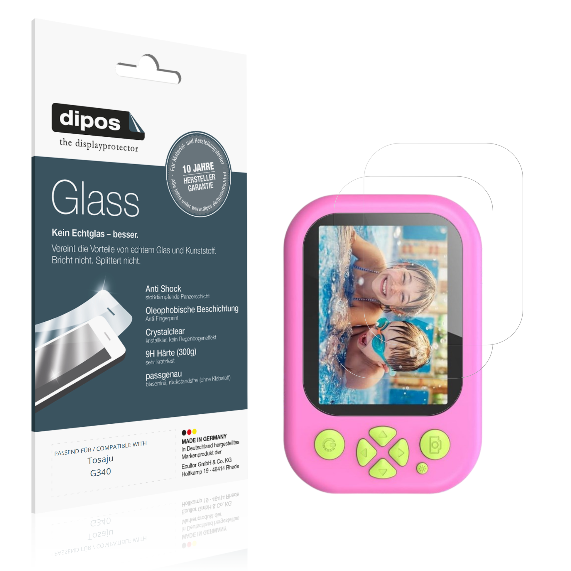 Klare Displayschutzfolie von dipos passend für Tosaju G340, 9H kratzfest und blasenfrei montiert