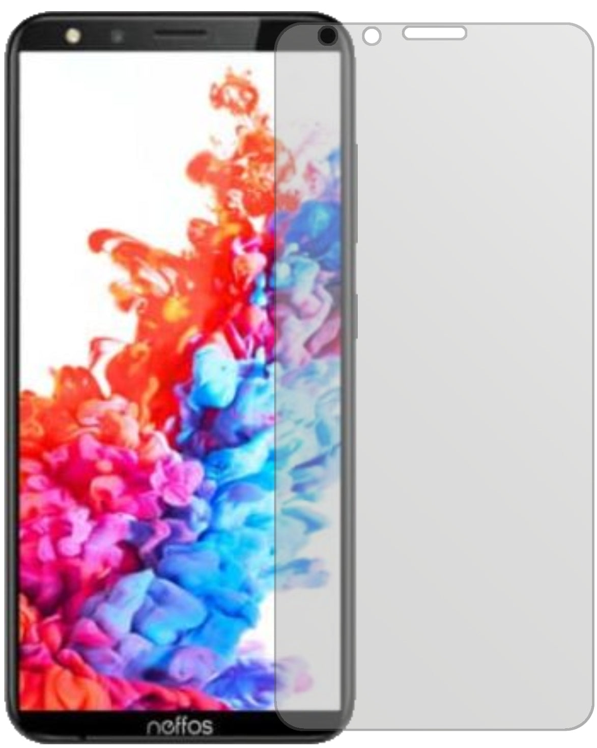 TP-LinkNeffos C7 Lite mit aufgebrachter dipos Displayschutzfolie, die lästige Fingerabdrücke minimiert